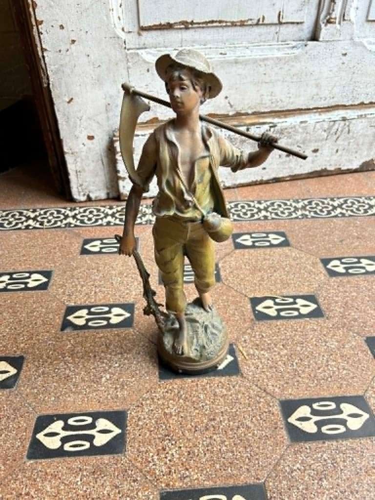 Bronzen/spiauter beeldje "Le Faucheur" de maaier, Rousseau, Enlèvement, Classique, Brons, Statue