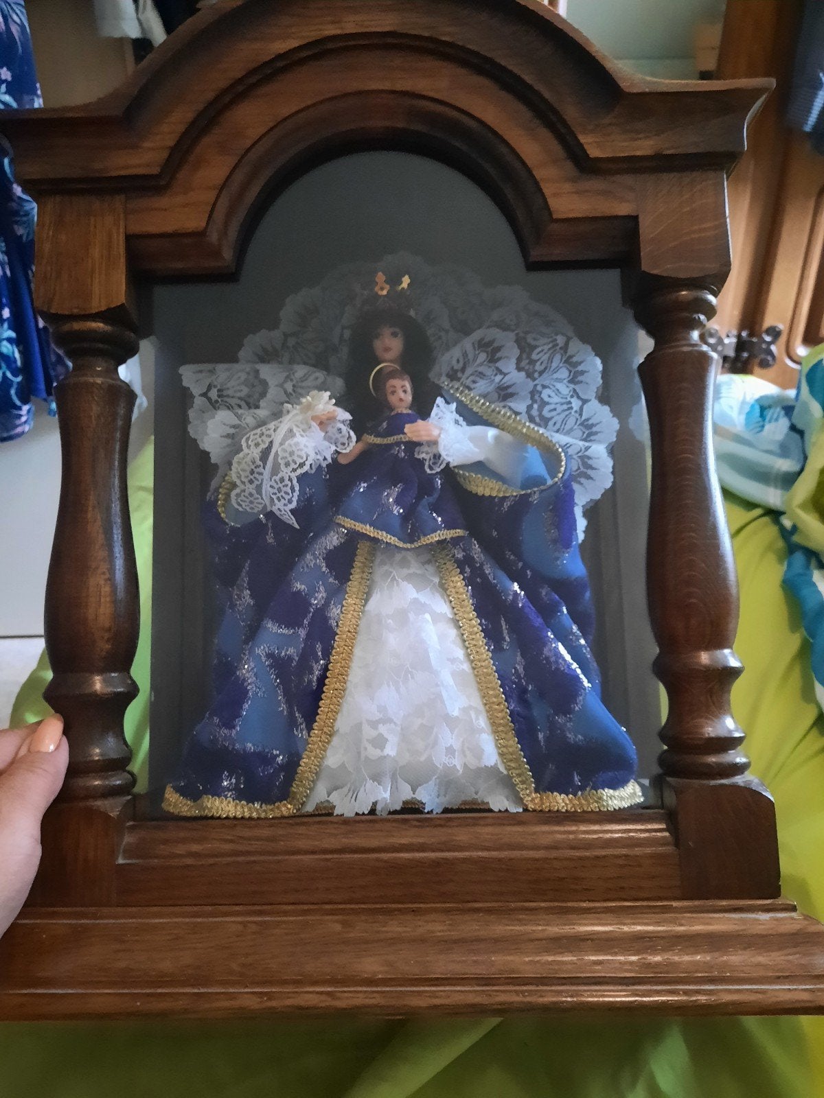 heilig pop moeder en kind in kast, Antiek en Kunst, Ophalen
