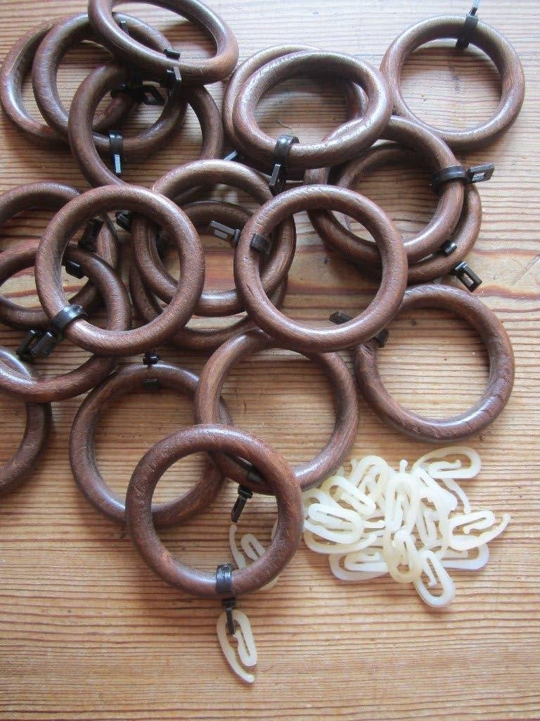 20 anneaux en bois pour rideaux avec + accroches à ruflette, Enlèvement ou Envoi, Bois