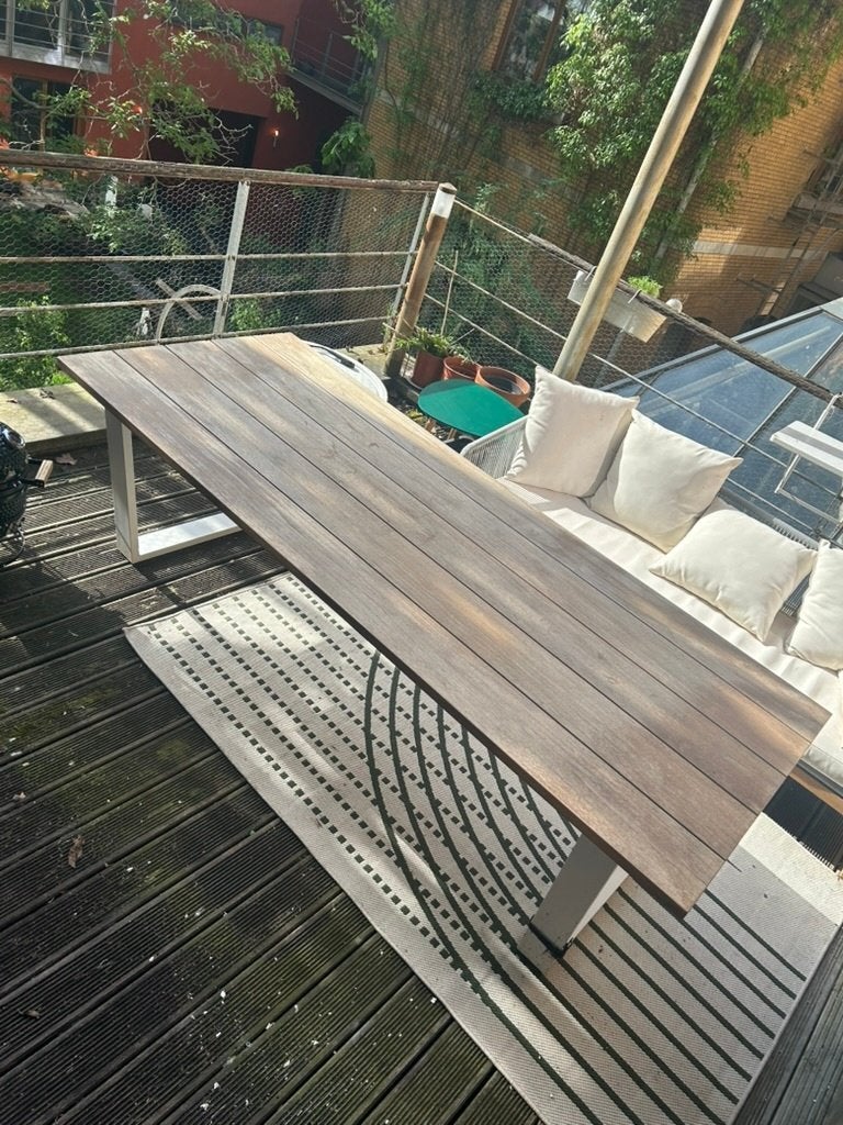 Duurzame teak tafel 6-8 personen 240x100x75, Comme neuf, 100 à 150 cm, Enlèvement, Teck