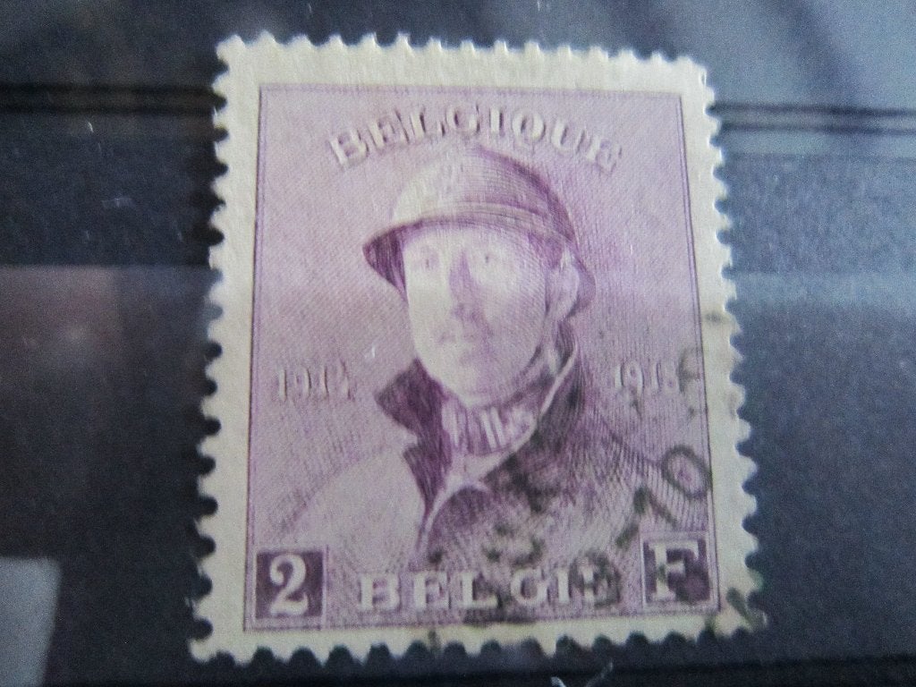 Koning Albert-I met helm 2F Paars, Verzenden, Gestempeld, Gestempeld