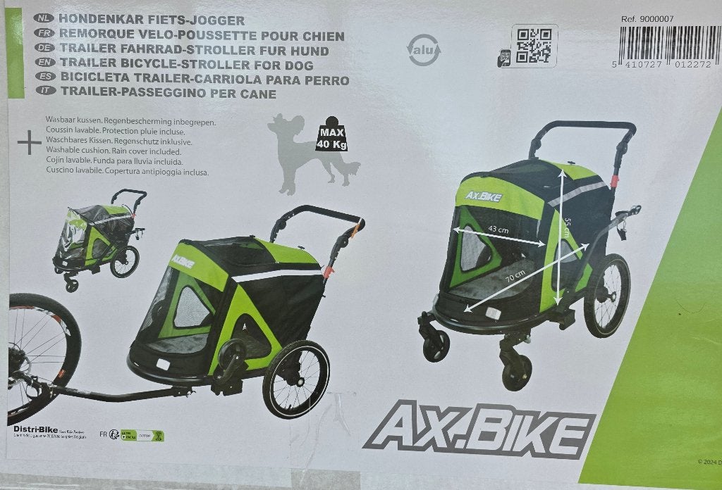 Remorque vélo pour chien Ax.Bike, Autres marques, Enlèvement, Neuf, Remorque de vélo pour chien
