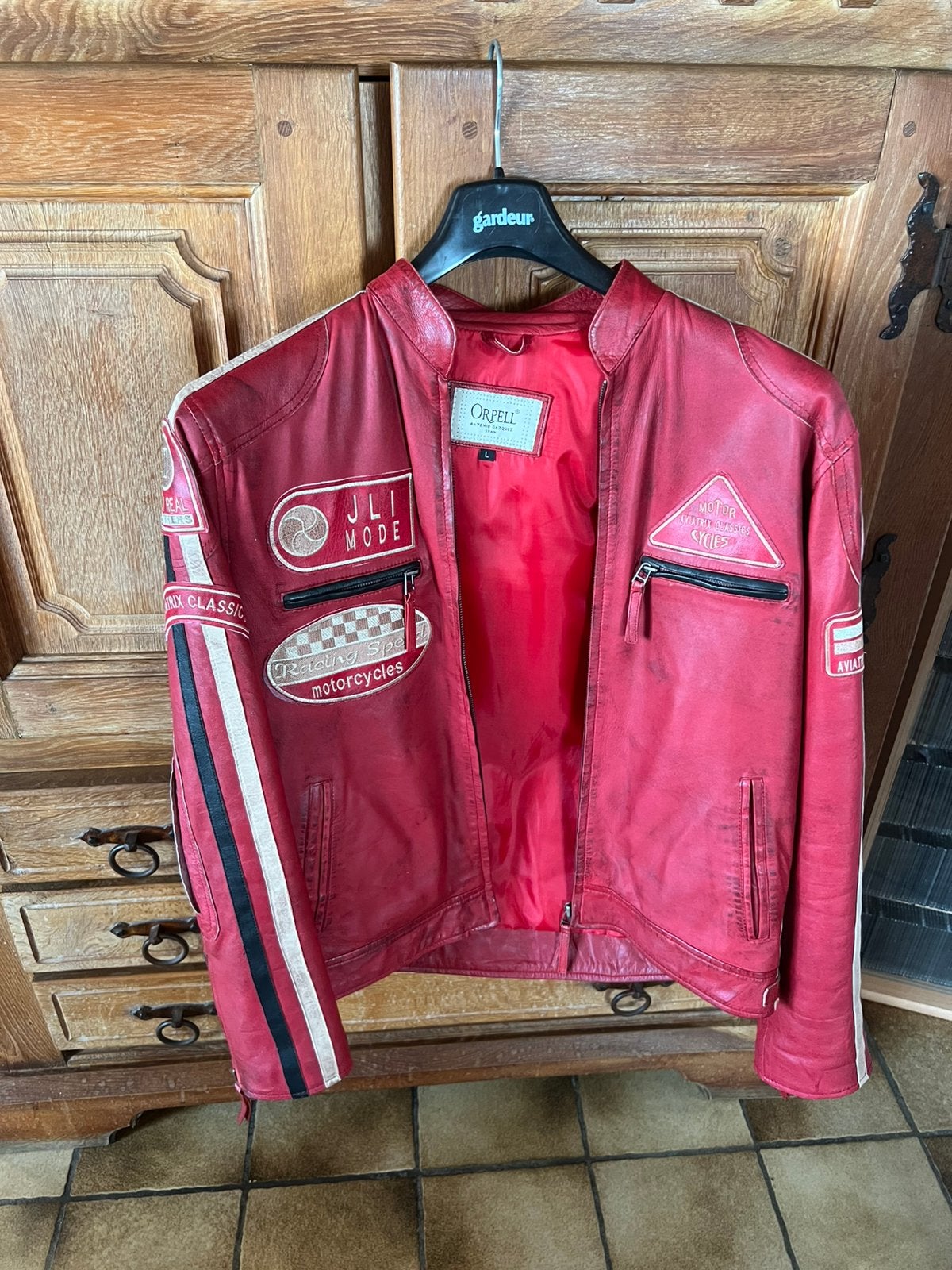 Leren jas, Vêtements | Hommes, Vestes | Hiver, Enlèvement, Neuf, Taille 52/54 (L), Rouge