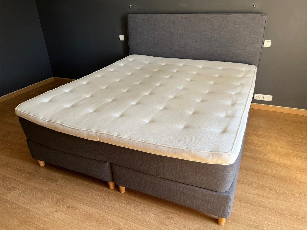 Lit double king size, Gris, Tissu, Enlèvement, Utilisé