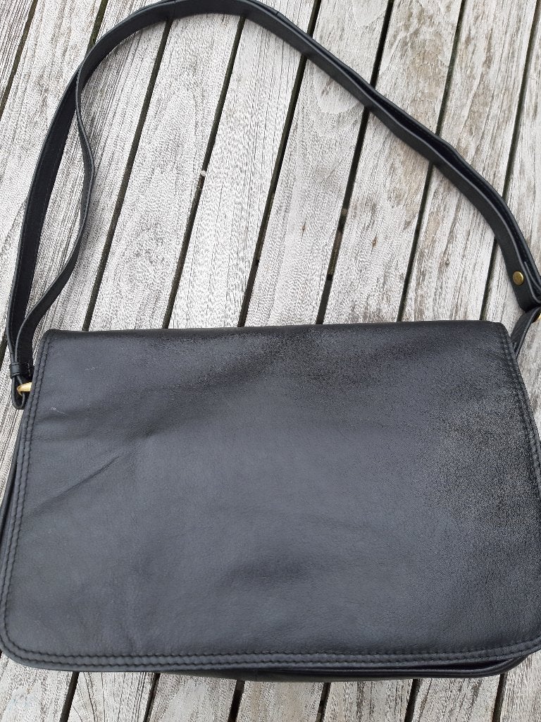 Lederen zwarte handtas - zeer goede staat, Handtassen en Accessoires, Tassen | Damestassen, Ophalen of Verzenden, Zo goed als nieuw