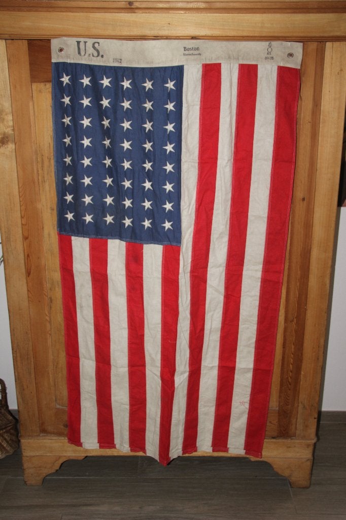 US WW2 Grand drapeau 48 etoiles (60x35) daté 1942, Envoi, Armée de terre, Drapeau ou Bannière