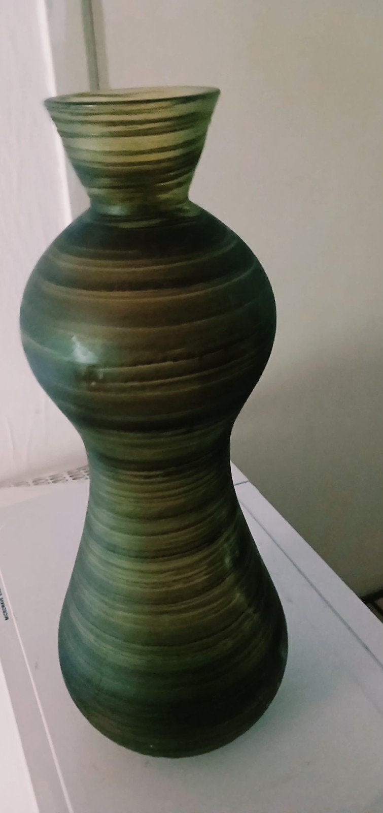 prachtige glazen vaas, Ophalen, 40 cm, Groen, Glas