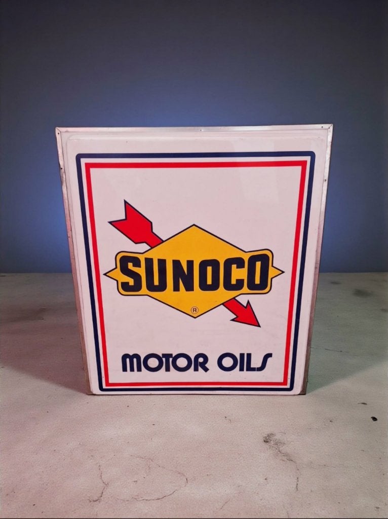 Hele grote lichtreclame, lichtbak van Sunoco Motor Oils️️️⛽️, Ophalen, Gebruikt, Lichtbak of (neon) lamp