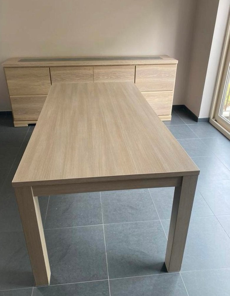Eetkamer set beige – kast, tafel & spiegel, Huis en Inrichting, Ophalen, Gebruikt