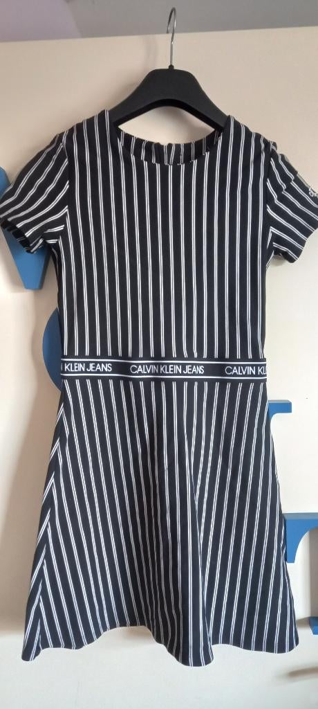 modieuze trendy zwart wit gestreepte jurk Calvin Klein 152, Calvin Klein Jeans, Meisje, Ophalen of Verzenden, Zo goed als nieuw