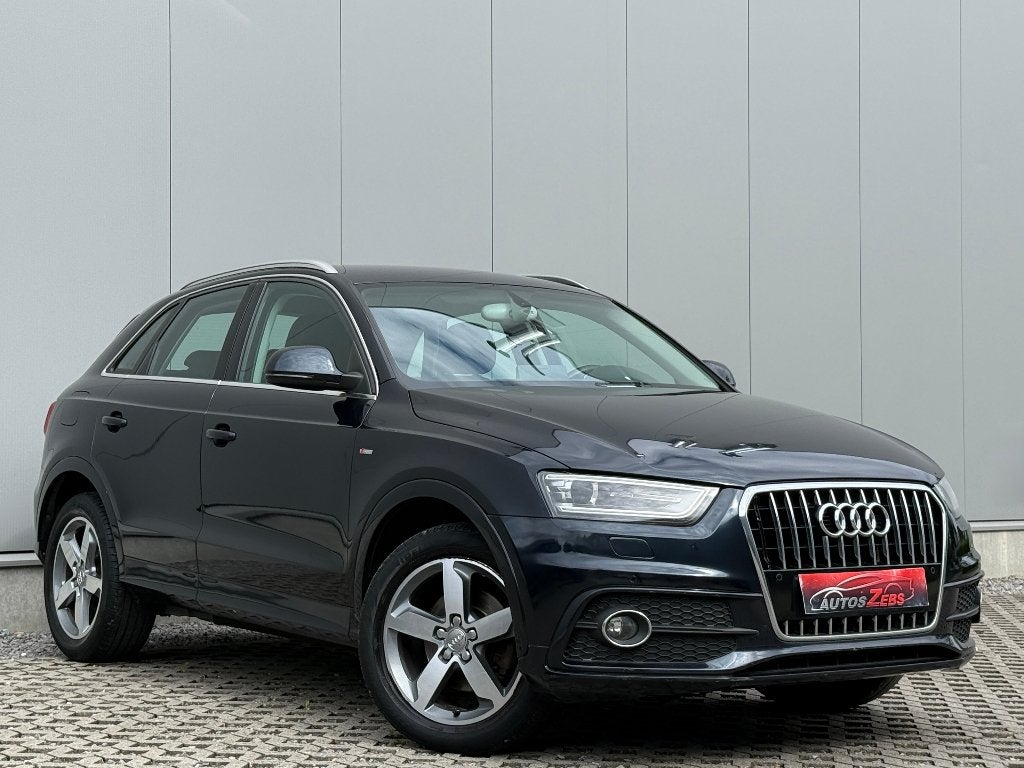 Audi Q3 2.0TDi S line BTW/VAT/TVA Xenon Cruise Navi DigAirco, Auto's, Euro 5, Zwart, 4 cilinders, Blauw