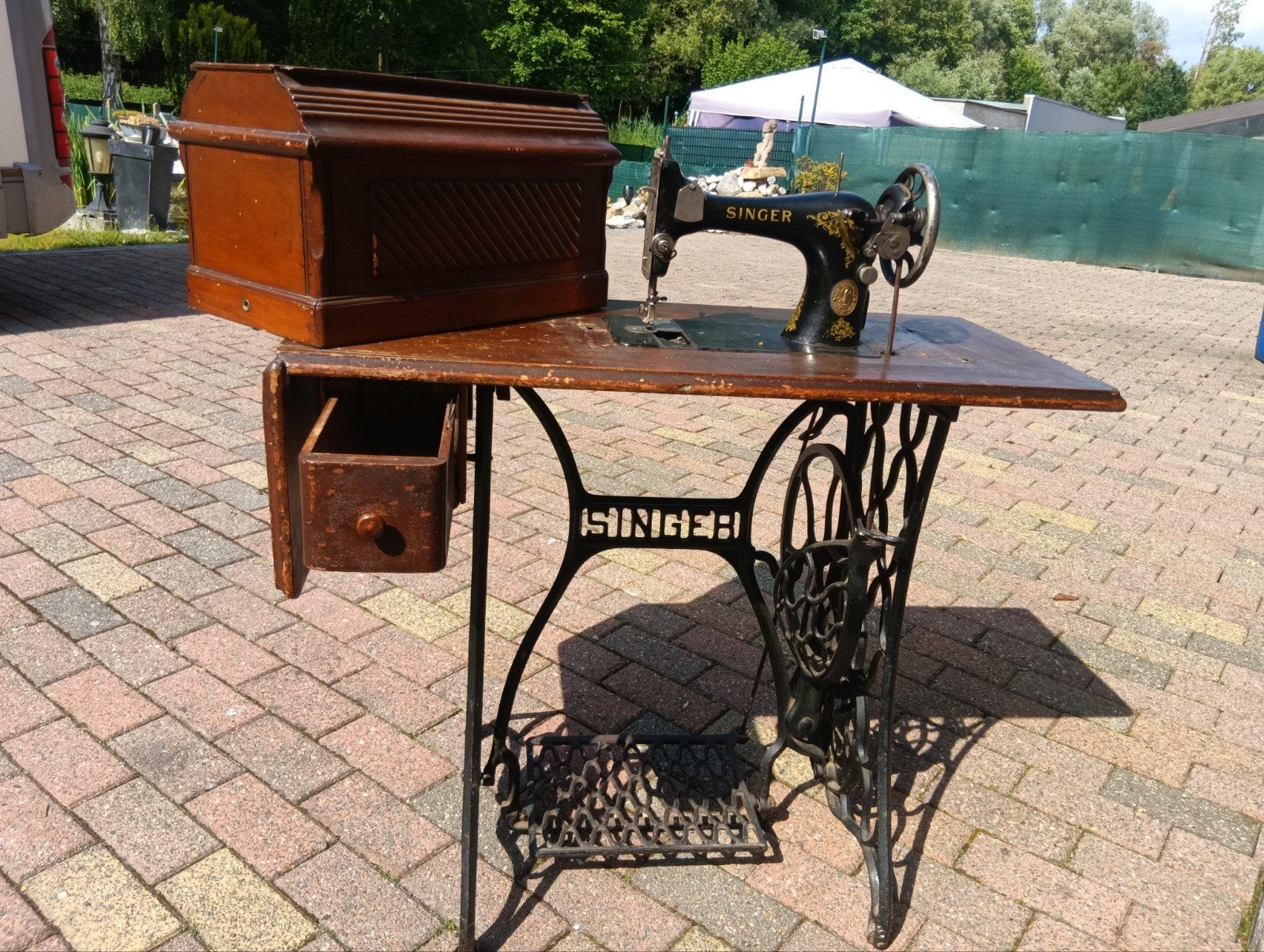 Oude stikmachine singer, Antiek en Kunst, Ophalen