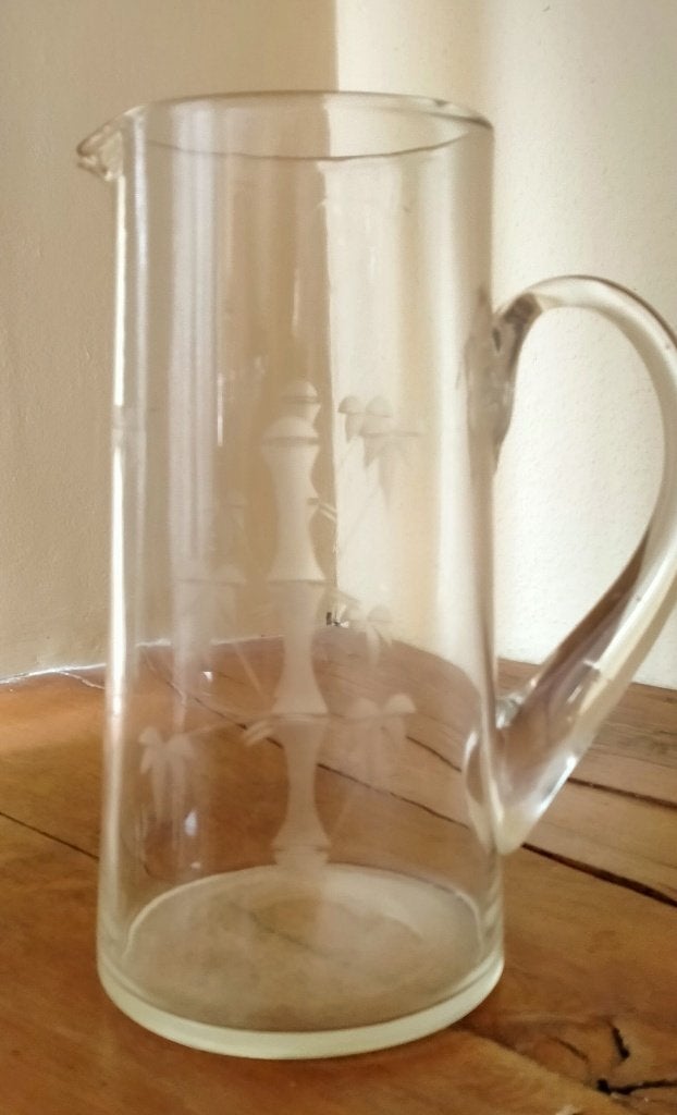 Cruches en verre et carafe en faïence — 1€ chacune, Enlèvement, Comme neuf, Vintage