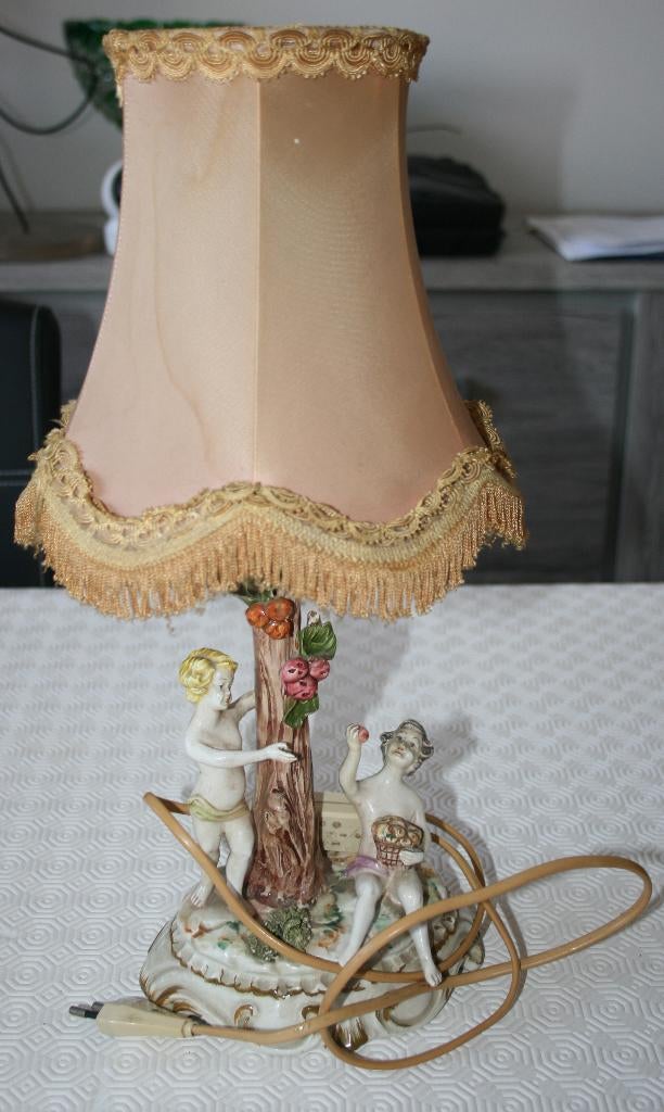 Lampe de table vintage en porcelaine de Bassano – 42 cm, Antiquités & Art, Enlèvement