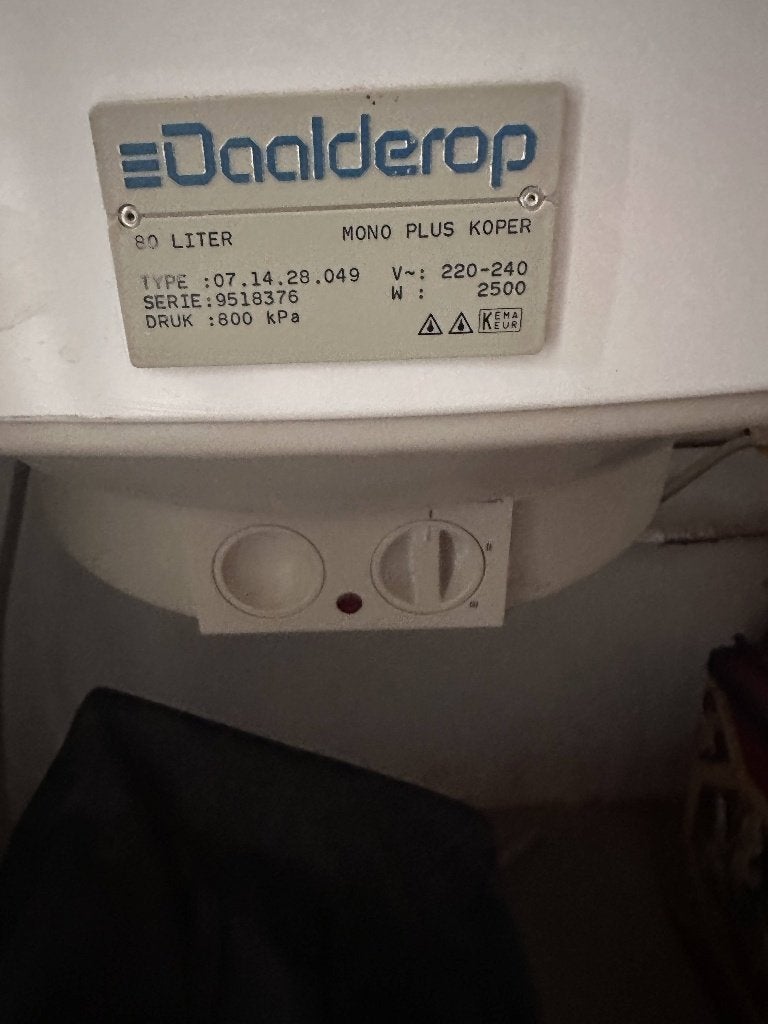Boiler Daalderop 80l ZO GOED ALS NIEUW, Ophalen, 20 tot 100 liter, Terugslagbeveiliging (TTB), Boiler
