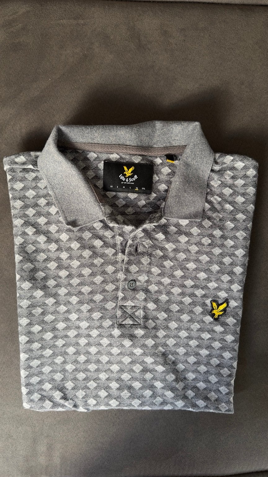 Polo Lyle & Scott gris à motifs - 100% coton - Taille XL, Kleding | Heren, Ophalen of Verzenden, Zo goed als nieuw, Maat 56/58 (XL)
