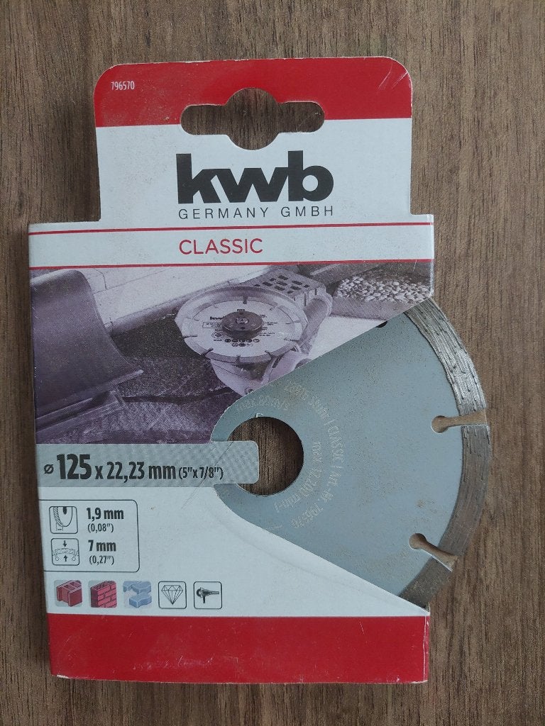 NIEUW - kwb diamanten doorslijpschijf 125 x 22,23 mm, Doe-het-zelf en Bouw, Ophalen of Verzenden, Nieuw