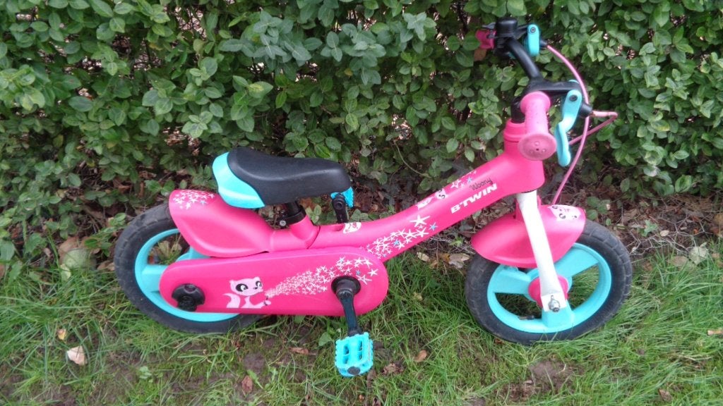 Roze kinderfiets 12 inch, Vélos & Vélomoteurs, Frein à tambour, B,twin, Comme neuf, Enlèvement