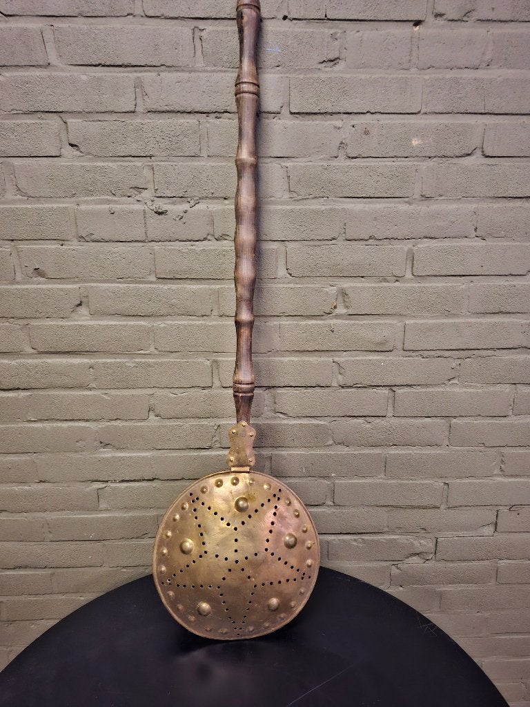Antieke koperen beddenpan / bedwarmer met houten steel, Ophalen, Koper