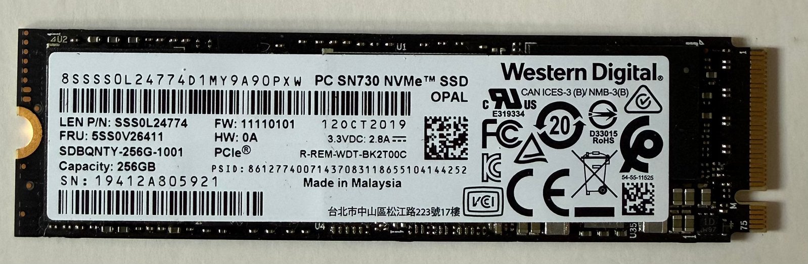 SSD NVMe 256 Go, Enlèvement ou Envoi, Comme neuf, SSD
