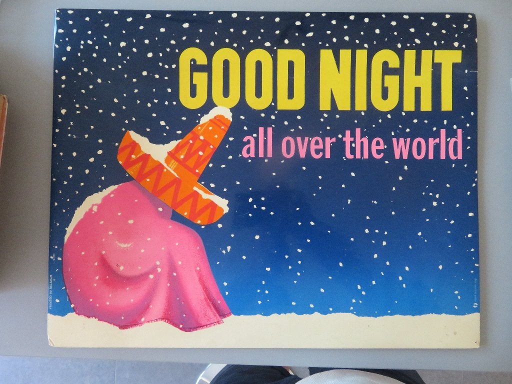 oud reclamebord GOOD NIGHT all over de world warme dekens, Verzamelen, Ophalen of Verzenden, Zo goed als nieuw, Reclamebord
