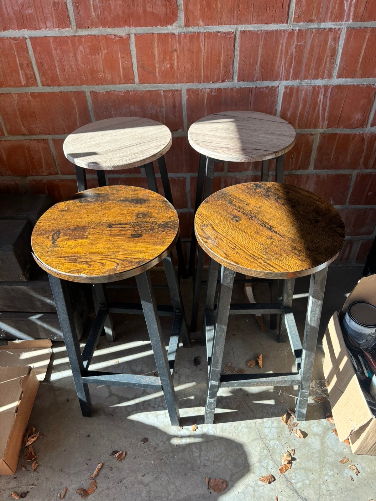 Set van 4 barkrukken, industrieel design, Ophalen, Gebruikt, Hout
