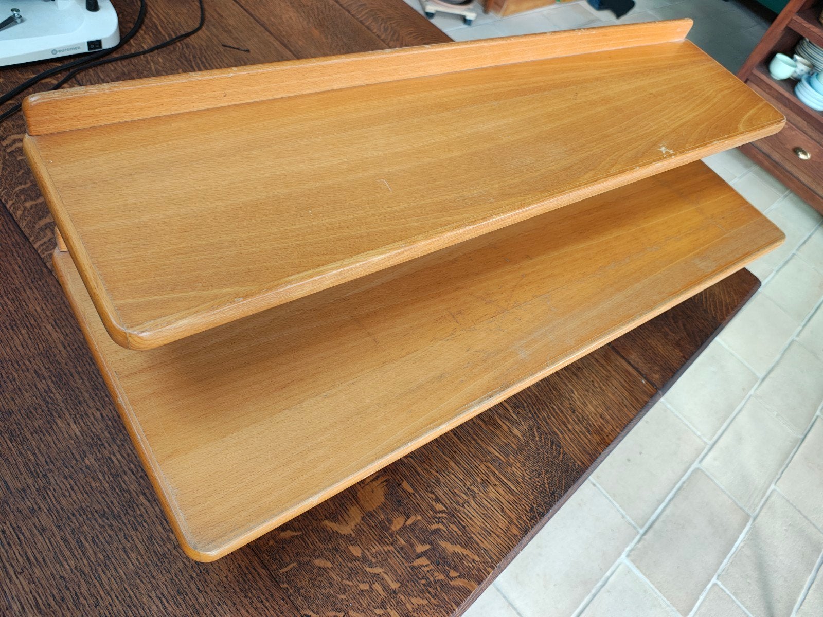 Étagère en bois vintage, organiseur pour bureau, vitrine, li, Maison & Meubles, Enlèvement, Utilisé