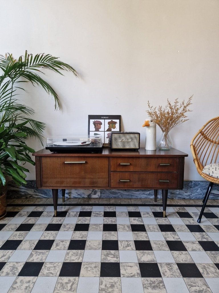 Vintage midcentury dressoir | platenspeler meubel | kast, Enlèvement, Utilisé