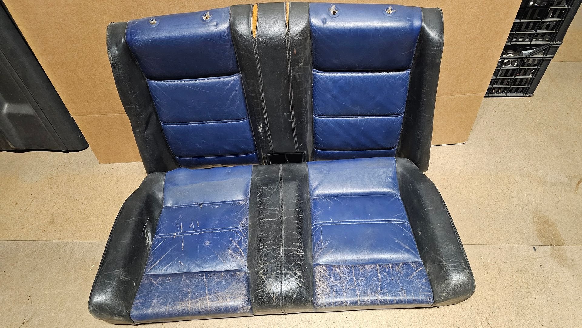 Achterbank set zitting rugleuning zwart blauw leer BMW 3 ser, Auto-onderdelen, Gebruikt, -, Ophalen of Verzenden, -