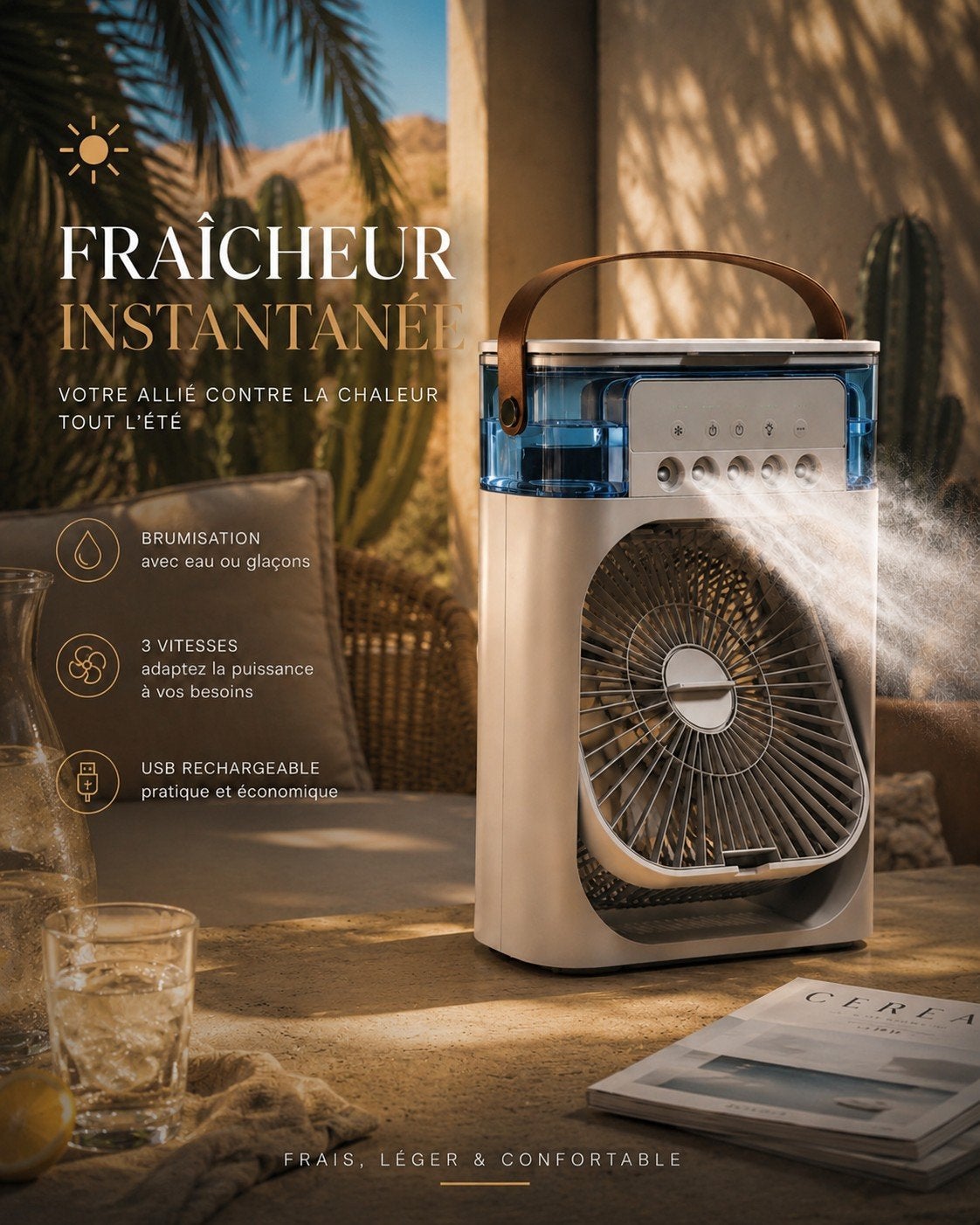 Ventilateur Portable 3-en-1 USB | Rafraîchisseur d'Air • Hum, Elektronische apparatuur, Ventilatoren, Verzenden, Ventilator met afstandsbediening