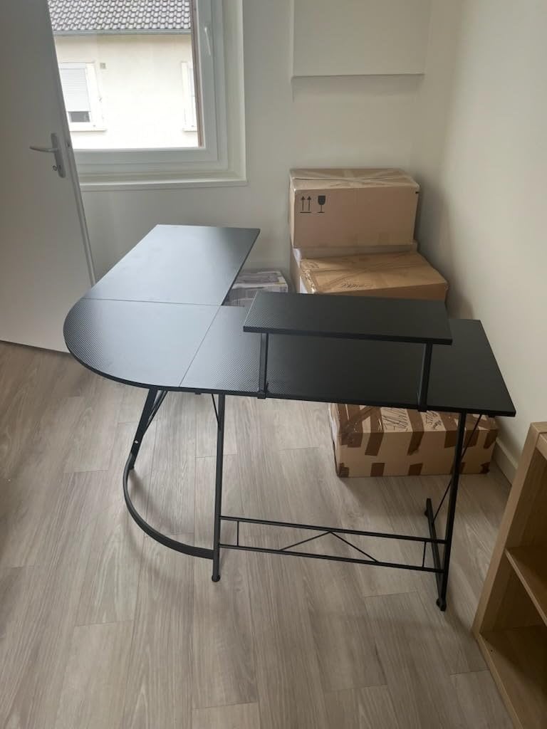 L-vormig bureau, Huis en Inrichting, Bureaus, Zwart, Gebruikt, Metaal, Hoekbureau