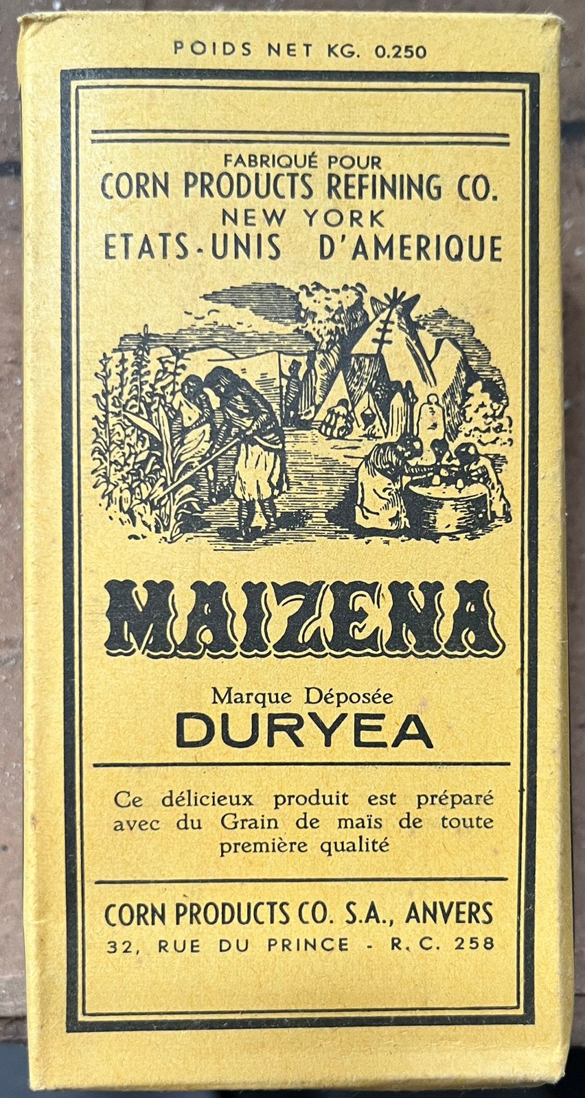 Zeldzame vooroorlogse Duryea Maizena +/-1921-1935 Antwerpen, Verzamelen, Merken en Reclamevoorwerpen, Ophalen, Verpakking