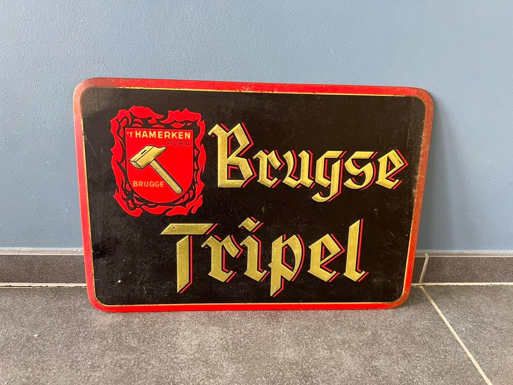 Ancienne tôle publicitaire bière Brugse Tripel, Enlèvement ou Envoi, Utilisé