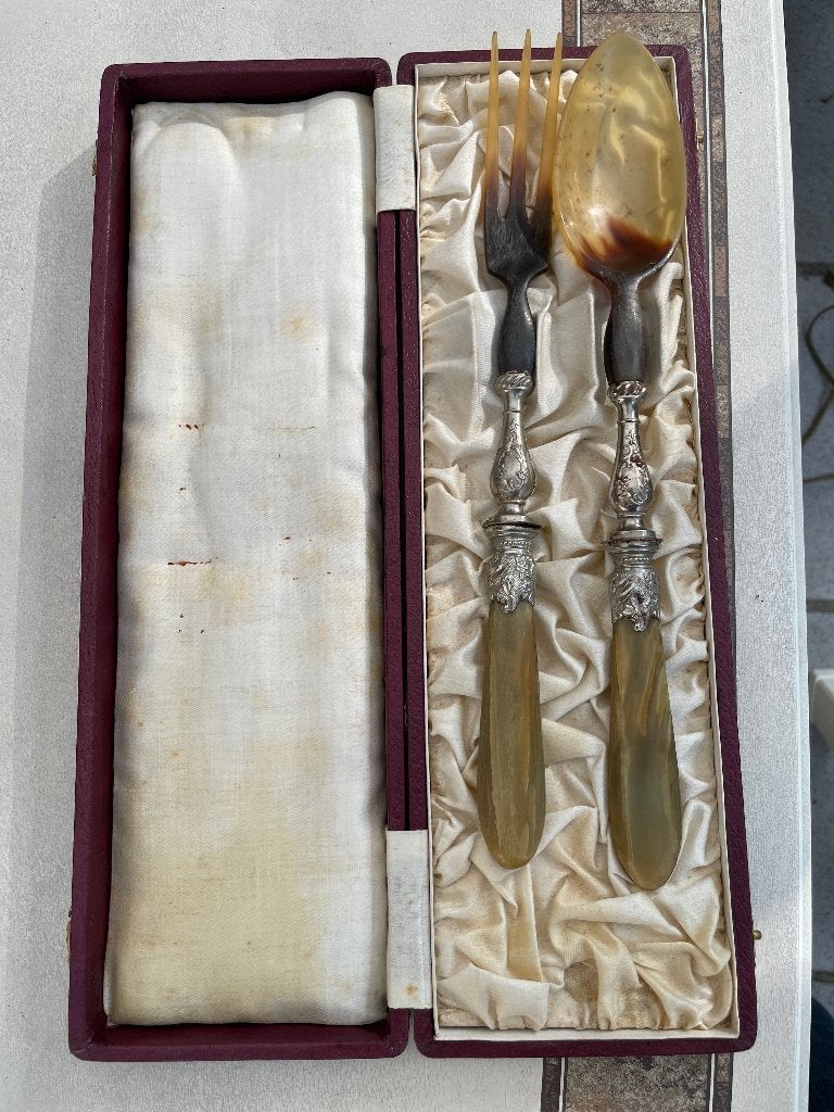 vleesdienbestek (serveerset) in originele presentatiekoffer, Antiek en Kunst, Ophalen of Verzenden