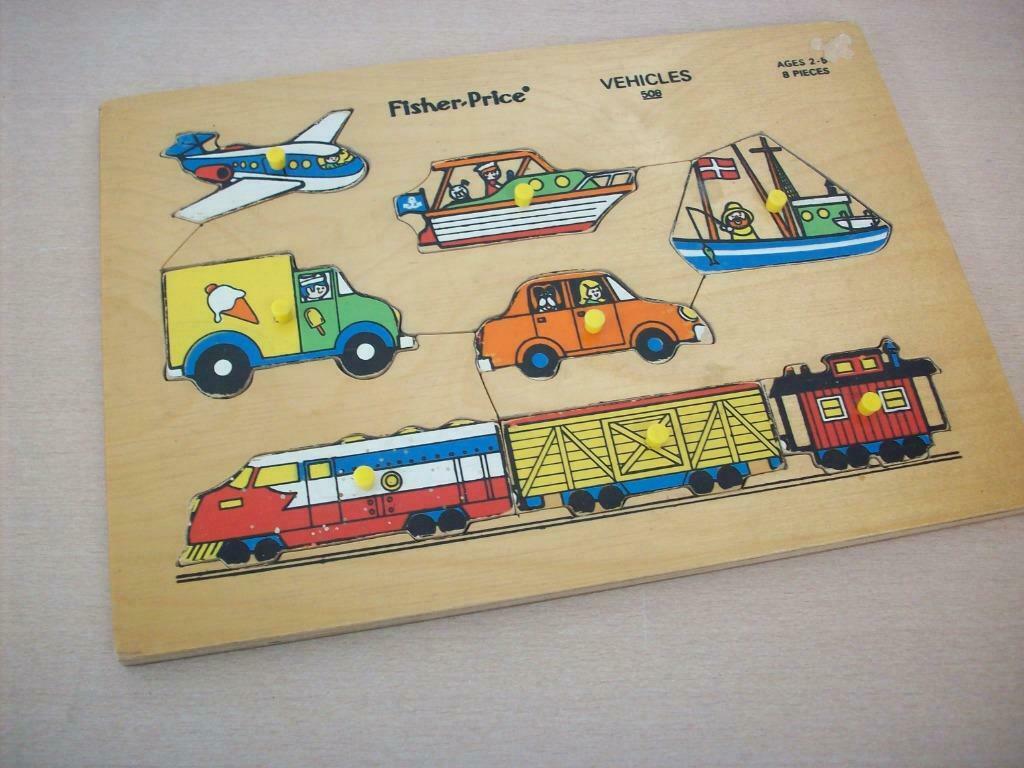 Fisher Price "Vehicles Pick-Up & Peek Puzzle" 1972, Ophalen, Gebruikt, Speelset