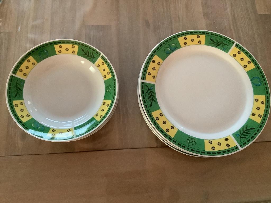 Assiettes à soupe et à plat vert et jaune TL, Maison & Meubles, Cuisine | Vaisselle, Assiettes(s), Enlèvement ou Envoi, Comme neuf