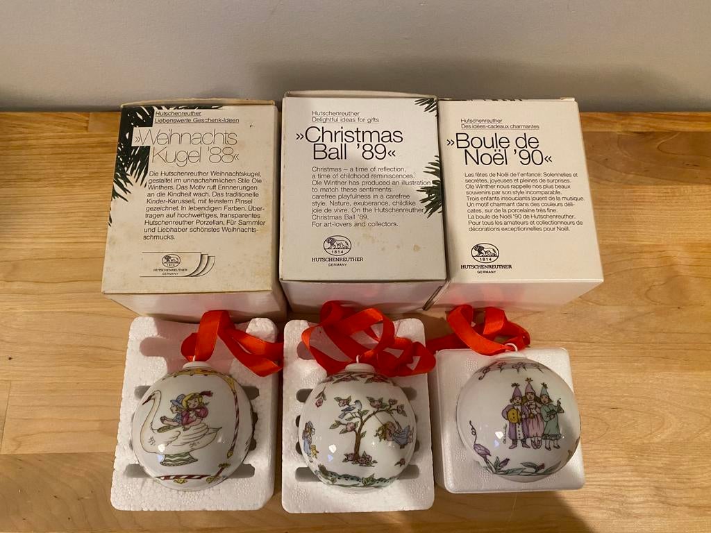3 Kerstballen Hutschenreuther 1988-1989-1990, Verzamelen, Ophalen, Zo goed als nieuw