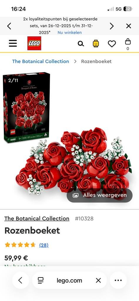 LEGO - Rozenboeket (Botanical collection), Enlèvement ou Envoi, Comme neuf, Ensemble complet, Lego