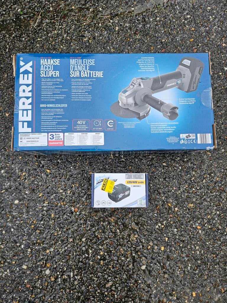 Accu slijpmachin Ferrex inclusief acculader +2 Accu's nieuwe, Ophalen