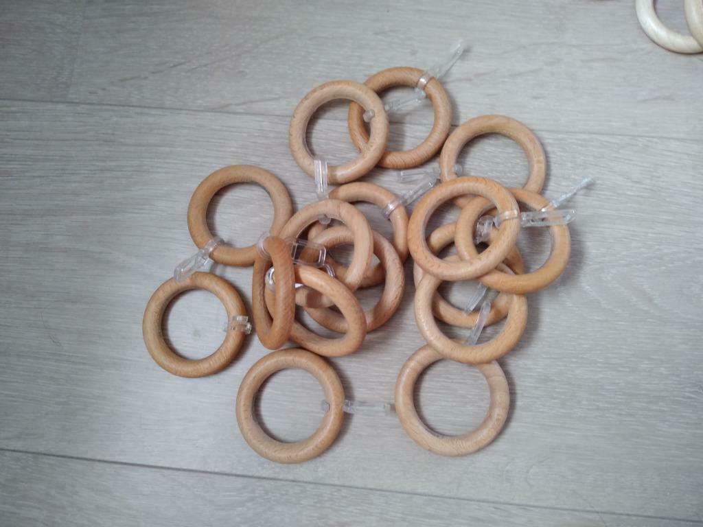 Lot de 16 anneaux moyennement clairs en bois naturel, Maison & Meubles, Enlèvement ou Envoi, Comme neuf
