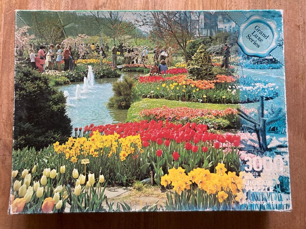 Keukenhof seventies puzzel tulpen narcissen tijdsbeeld retro, Hobby en Vrije tijd, Denksport en Puzzels, Ophalen of Verzenden