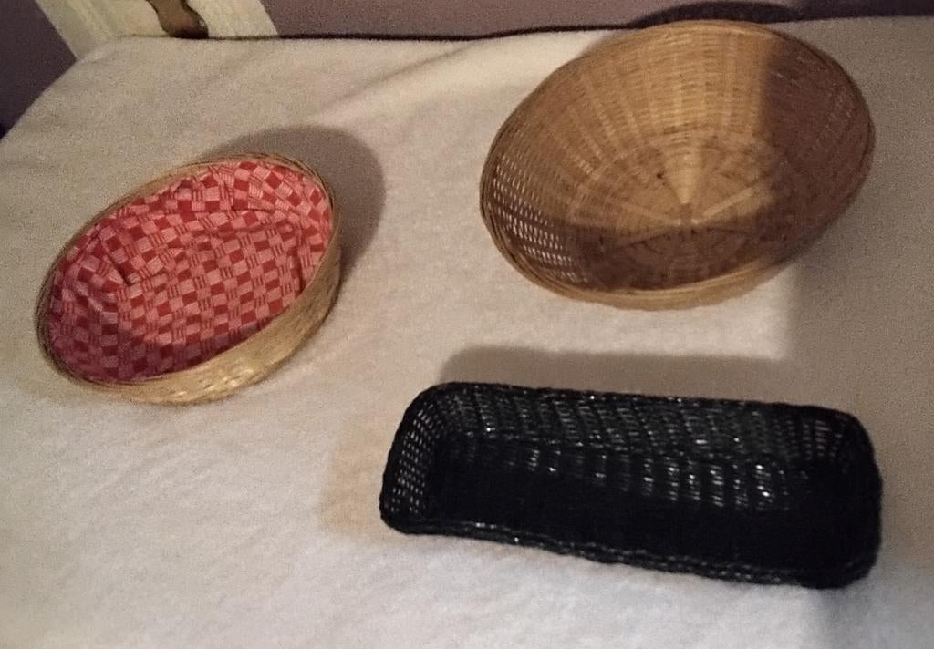 Nieuw - Set van 3 manden: 1 naturel, 1 naturel + stof en 1 g, Ophalen of Verzenden, Zo goed als nieuw