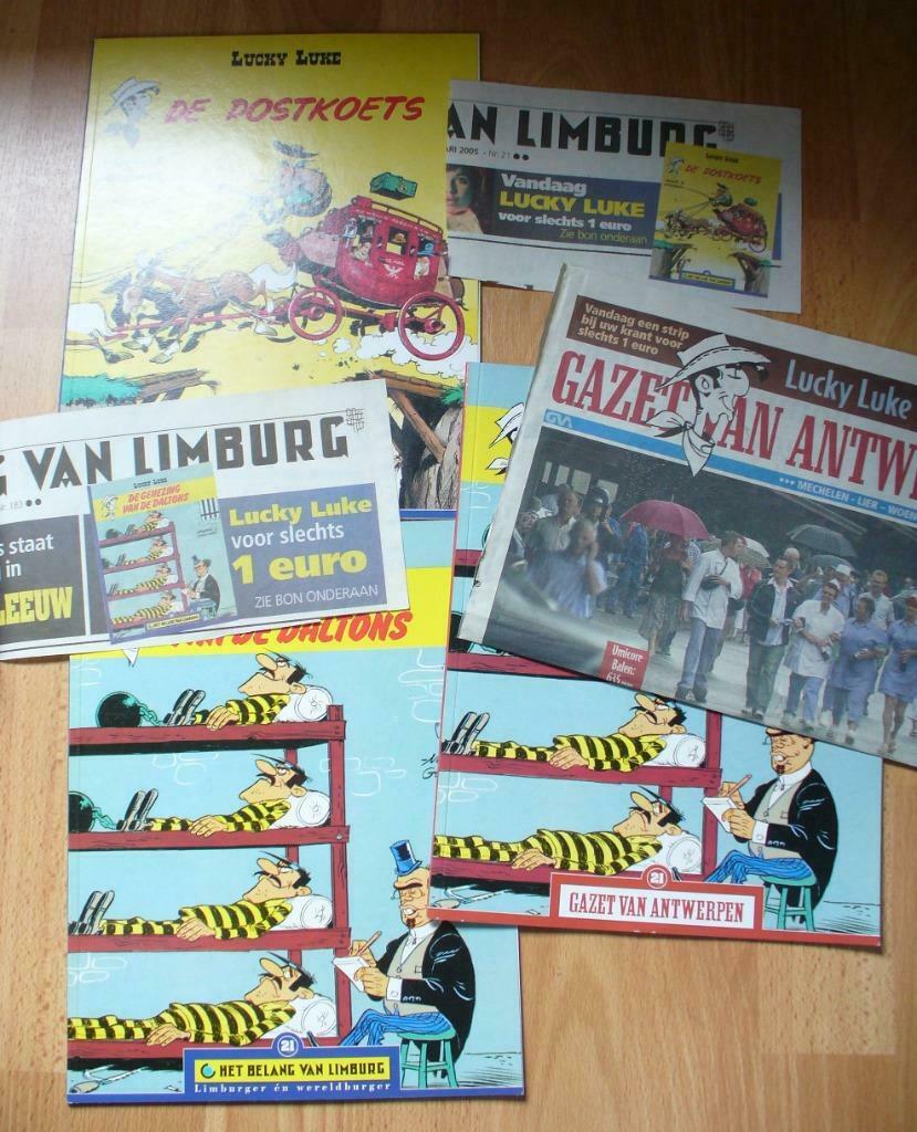 LUCKY LUKE - DE POSTKOETS + GENEZING V/D DALTONS + EXTRA'S, Ophalen of Verzenden, Zo goed als nieuw, Morris, Meerdere stripboeken