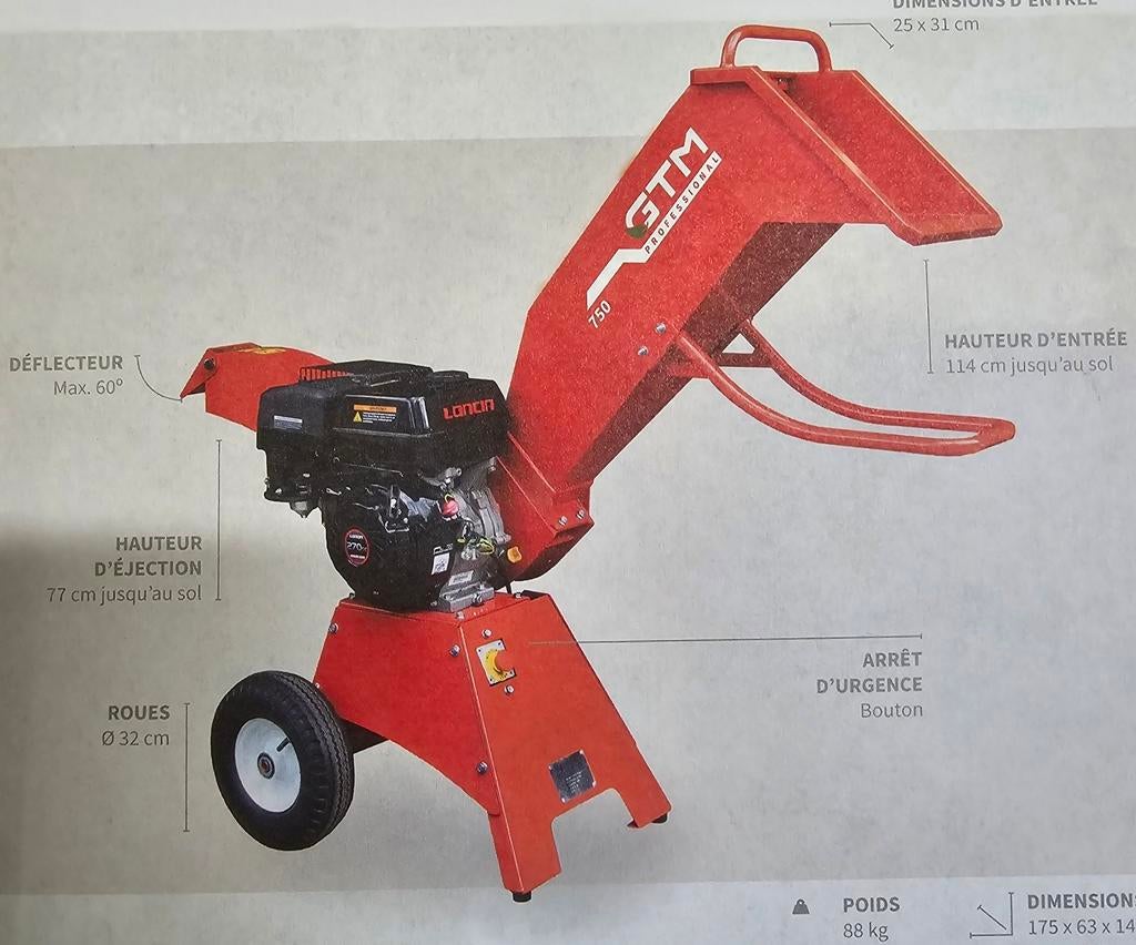 Broyeur GTM Gts750, Enlèvement ou Envoi, Comme neuf