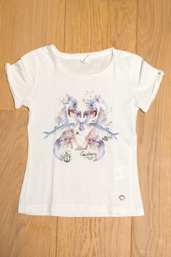 Witte T-shirt met zeepaardjes CKS, maat 4 jaar, Gebruikt, Meisje, Ophalen of Verzenden, CKS