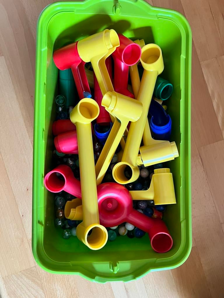 Knikkerbaan met knikkers, Ophalen, Gebruikt