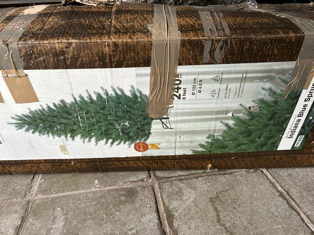Sapin de Noël avec décorations 240x122, Maison & Meubles, Enlèvement, Comme neuf, Rond
