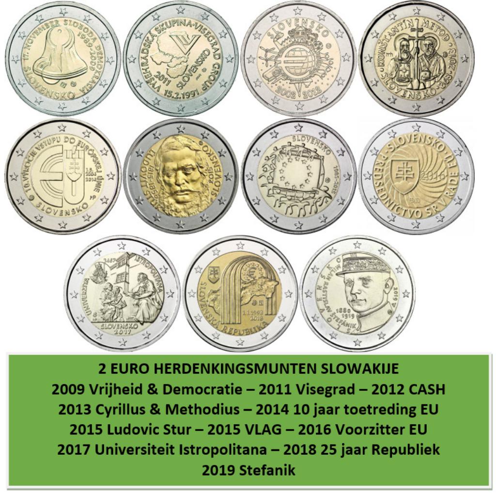 Pièces commémoratives de 2 euros en Slovaquie 2009-2019, Envoi, Slovaquie, 2 euros
