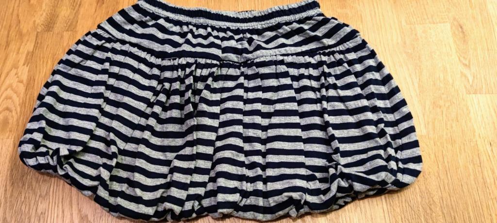 Zéér leuk rokje pofrokje - grijs blauw gestreept - maat 128, Ophalen of Verzenden, Gebruikt, Meisje, Jurk of Rok