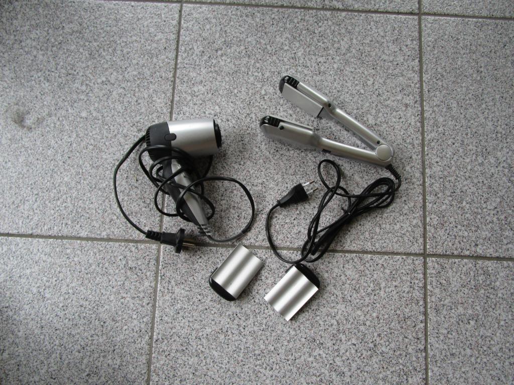 set haardroger en stijltang met opzetstukken, Ophalen of Verzenden, Gebruikt, Haardroger